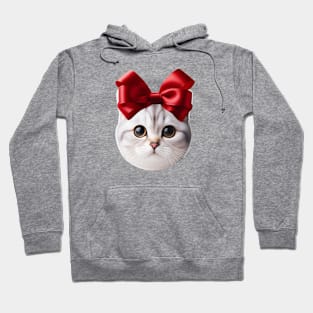 Cat with Red Bow on head Hoodie